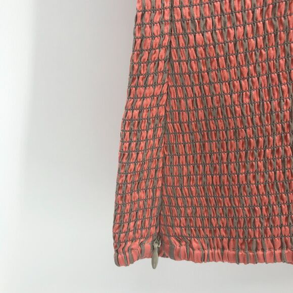 Doncaster Top Womens 10 Peach Tan Stripe Silk Blend Smocked Square Neck Tank - Picture 5 of 10